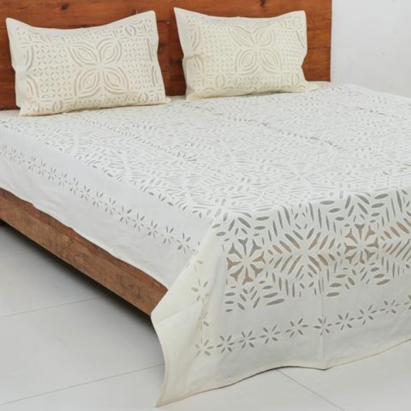 Applique work bed cover